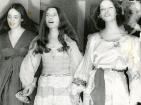 Susan Atkins, Patricia Krenwinkel and Leslie Van Houten sing and laugh on the way into their 1970 murder trial. After nearly 50 years in prison, Van Houten has been granted parole.