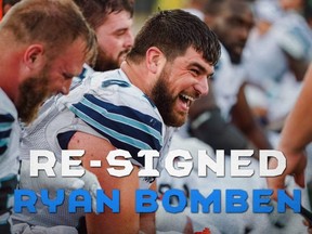 Argos all-star offensive lineman Ryan Bomben (Argos Twitter)