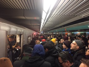 Crowding on the subway on Thursday. (Twitter)