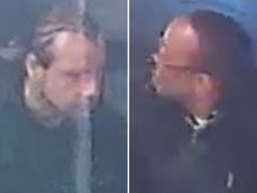 Two suspects wanted in the beating of a lawyer early on Jan. 1, 2019 at Queen and Bathurst in Toronto.