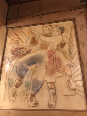 Graphic artist Douglas Lynch carved nine linoleum drawings. In this one, his own story of how his wife left him for another man is depicted. Kim Pemberton photo