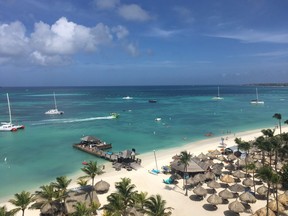 The spectacular view of Palm Beach from the equally spectacular master suite at the Barcelo in Aruba. (Ryan Wolstat photo)