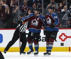 Thanks to Nathan MacKinnon, Colorado Avalanche wingers Gabriel Landeskog (left) and Mikko Rantanen (right) have become high-end fantasy fixtures so far this season. (AP Photo/David Zalubowski)