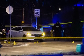 Toronto Police cordon off an area after a shooting on Elmhurst Drive in Etobicoke Wednesday, Jan. 9, 2019. (Victor Biro photo)