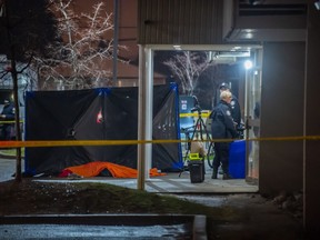 Two people are dead in what is thought to be a murder-suicide at an apartment building on Birchmount Road, south of St. Clair Avenue East in Scarborough. (Victor Biro photo)