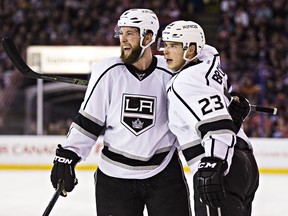 As of Monday, defenceman Jake Muzzin (left) was a Maple Leaf. (Codie McLachlan/Postmedia Network)