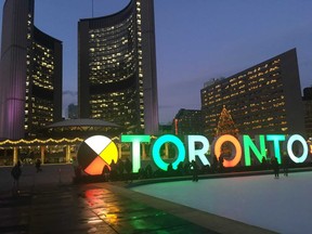 Skaters enjoy the rink at Nathan Phillips Square. (Joe Warmington/Toronto Sun/Postmedia Network)