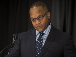 Justice Michael H. Tulloch discusses the report from the Independent Street Checks Review looking at Ontario's regulation on police street cheeks during a press conference at the Chelsea Hotel in Toronto, Friday, January 4, 2019. THE CANADIAN PRESS/ Tijana Martin