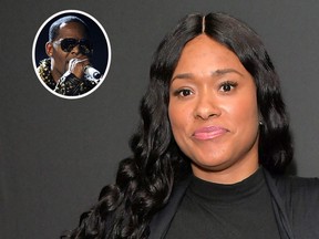 Lisa Van Allen claims singer R. Kelly, inset, plotted to kill her after she stole one of his sex tapes. (Chance Yeh/Getty Images for A+E and AP file photos)
