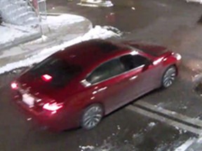 security camera image of suspect vehicle believed to be involved in a shooting near greenwood and walpole ave. on Friday, jan. 4, 2019. (toronto police handout)