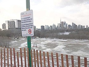 A sign now makes it clear tobogganing is prohibited at Riverdale Park. (Joe Warmington/Toronto Sun/Postmedia Network)