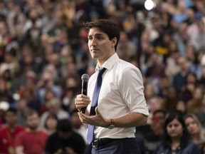 Prime Minister Justin Trudeau speaks during a town hall at University of Regina in Regina, Saskatchewan on Thursday, Jan. 10, 2019. (THE CANADIAN PRESS/Michael Bell)