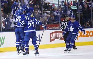 Toronto Maple Leafs William Nylander RW (29) celebrates his first goal of the year during second period in Toronto on Thursday January 3, 2019. Jack Boland/Toronto Sun/Postmedia Network