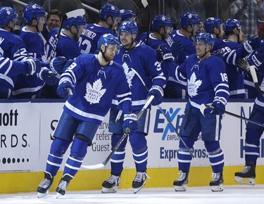 Toronto Maple Leafs William Nylander RW (29) celebrates his first goal of the year during second period in Toronto on Thursday January 3, 2019. Jack Boland/Toronto Sun/Postmedia Network