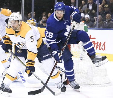 Toronto Maple Leafs right wing Connor Brown (28)in Toronto on Monday January 7, 2019.The Nashville Predators Nashville Predators defeated the Toronto Maple Leafs 4-0 in Toronto on Monday January 7, 2019.