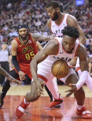 Toronto Raptors forward OG Anunoby (3) in Toronto, Ont. on Tuesday January 8, 2019. The Toronto Raptors host the Atlanta Hawks. Veronica Henri/Toronto Sun/Postmedia Network