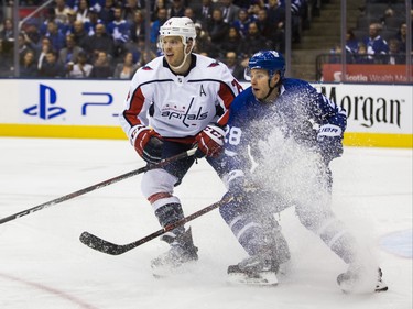 Toronto Maple Leafs Connor Brown during 1st period action against the Washington Capitals John Carlson at the Scotiabank Arena in Toronto on Wednesday January 23, 2019. Ernest Doroszuk/Toronto Sun/Postmedia