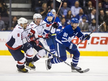 Toronto Maple Leafs John Tavares during 3rd period action against the Washington Capitals Alex Ovechkin (left) and Nicklas Backstrom at the Scotiabank Arena in Toronto on Wednesday January 23, 2019. Ernest Doroszuk/Toronto Sun/Postmedia