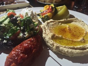 The savoury Meze dish at Employees Only in West Hollywood comprises made-to-order hummus with labneh, ajvar, marinated vegetables.