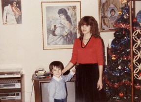 A copy of a photo of Eva Mead and her son, Jeremy, then age 7.