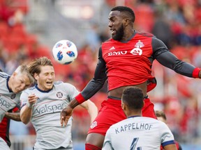 Toronto FC's Jozy Altidore  hasn't returned to full practice yet after undergoing off-season surgery. (THE CANADIAN PRESS)