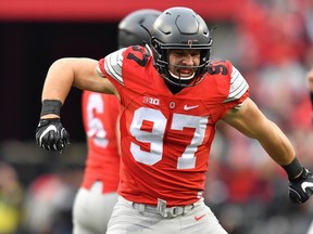 Ohio State Buckeyes' Nick Bosa is likely to be the first pick in this year's NFL draft. (GETTY IMAGES)