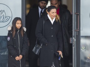 Mourners leave the funeral for Riya Rajkumar, 11, at Lotus Funeral and Cremation Centre in Toronto on Feb. 20.  (Ernest Doroszuk, Toronto Sun)