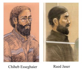 Artist sketches of Chiheb Esseghaier and Raed Jaser are shown. (The Canadian Press)