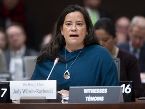 Liberal MP Jody Wilson Raybould delivers her opening statement as she appears at the Justice committee meeting in Ottawa on Feb. 27, 2019.
(The Canadian Press)