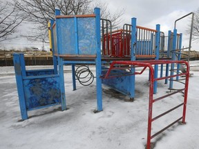 Natal Park was affectionately named 'Tetanus Park' by some of the parks users two years ago because it consisted of an unsafe corroded rust bucket that passed off as a jungle gym for small children. It still looked in rough shape when a Toronto Sun photographer visited last week. (Jack Boland, Toronto Sun)