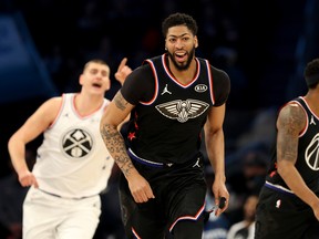 New Orleans Pelicans' Anthony Davis played limited minutes in Sunday's all-star game. (GETTY IMAGES)