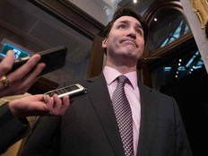 In this file photo taken on Feb. 27, 2019, Prime Minister Justin Trudeau speaks to the media before Question Period in Ottawa.