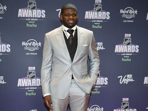 In this June 20, 2018, file photo, P.K. Subban of the Nashville Predators poses on the red carpet before the NHL Awards in Las Vegas.