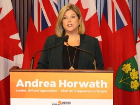 Ontario NDP Leader Andrea Horwath releases more confidential government health-care documents on Monday, February 4 2019, saying she doesn't believe whistleblowers should be threatened with OPP investigation. (Antonella Artuso/Toronto Sun)