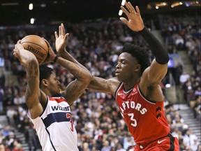 Raptors forward OG Anunoby  (right) will represent the club in the Rising Stars game.  
(Veronica Henri/Toronto Sun)