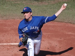 Ryan Borucki of the Toronto Blue Jays delivers a pitch in the first inning during MLB game action against the Tampa Bay Rays at Rogers Centre on Sept. 23, 2018 in Toronto.