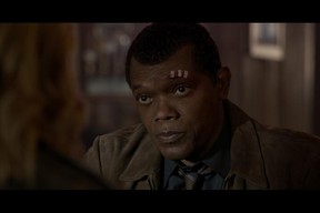 Samuel L. Jackson in a scene from Captain Marvel. (Marvel Studios)
