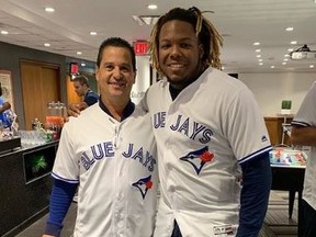 New Blue Jays manager Charlie Montoyo, left, with top prospect Vladimir Guerrero Jr. (vladdyjr27/Instagram)