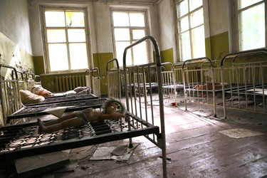 Children's beds remain inside the kindergarten building in the abandoned village of Kopachi, located inside the Chornobyl disaster exclusion zone in Ukraine. (Chris Doucette/Toronto Sun/Postmedia Network)