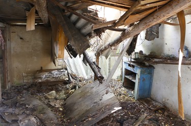 The inside of an abandoned home in the former farmer's village of Zalissya, located inside the Chornobyl disaster exclusion zone in Ukraine. (Chris Doucette/Toronto Sun/Postmedia Network)