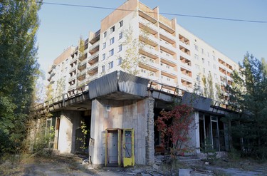 An abandoned apartment building in the once utopian town of Prypiat, in Ukraine, which was evacuated after the 1986 nuclear disaster at the nearby Chornobyl power plant. (Chris Doucette/Toronto Sun/Postmedia Network)
