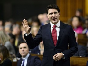 Prime Minister Justin Trudeau stands during question period in the House of Commons in West Block on Parliament Hill in Ottawa on Tuesday, Feb. 5, 2019. THE CANADIAN PRESS/Sean Kilpatrick