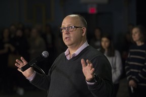Ken Price, father of Samantha, one of last year’s Danforth shooting victims, speaks at a press conference at Toronto’s Danforth Music Hall, calling for tighter gun controls in Canada on Friday. Feb. 22, 2019. (Stan Behal/Toronto Sun/Postmedia Network)