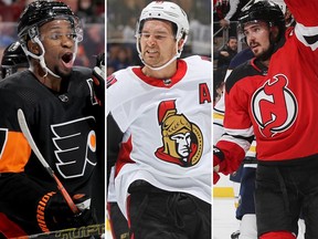 From left to right, Wayne Simmonds, Mark Stone and Marcus Johansson were traded right before the NHL's 3 p.m. EST trade deadline on Monday, Feb. 25, 2019.