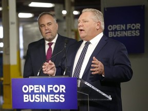 Ontario Premier Doug Ford and Todd Smith, Minister of Economic Development, tour the Woodbridge Foam Corporation factory as part of their Driving Prosperity: The Future of Ontario's Auto Sector plan Thursday February 14, 2019.