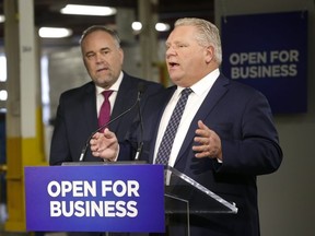 Ontario Premier Doug Ford and Todd Smith, Minister of Economic Development, tour the Woodbridge Foam Corporation factory as part of their Driving Prosperity: The Future of Ontario’s Auto Sector plan Thursday February 14, 2019.