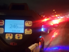 A man was nabbed going 246 km/h on Hwy. 403, OPP say. (OPP_HSD/Twitter)