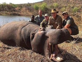 Twisted trophy hunters celebrate the killing of an African hippo. Environmentalists say the massacre is on.