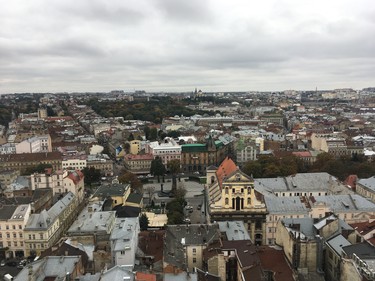Those willing to climb more than 300 steps to the top of the bell tower are rewarded with a gorgeous view of Lviv, Ukraine. (Chris Doucette/Toronto Sun/Postmedia Network)