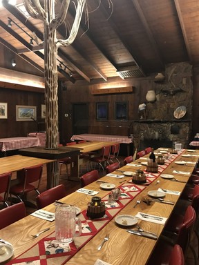 A skeleton Saguaro cactus found on the bottom of Saguaro Lake in Arizona takes centre stage in the ranch mess hall. (Kim Pemberton photo)
